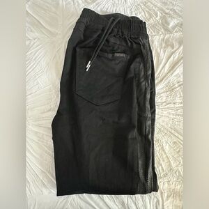 Joe’s elastic waistband pull up jogger pants with leather trim. Size Large